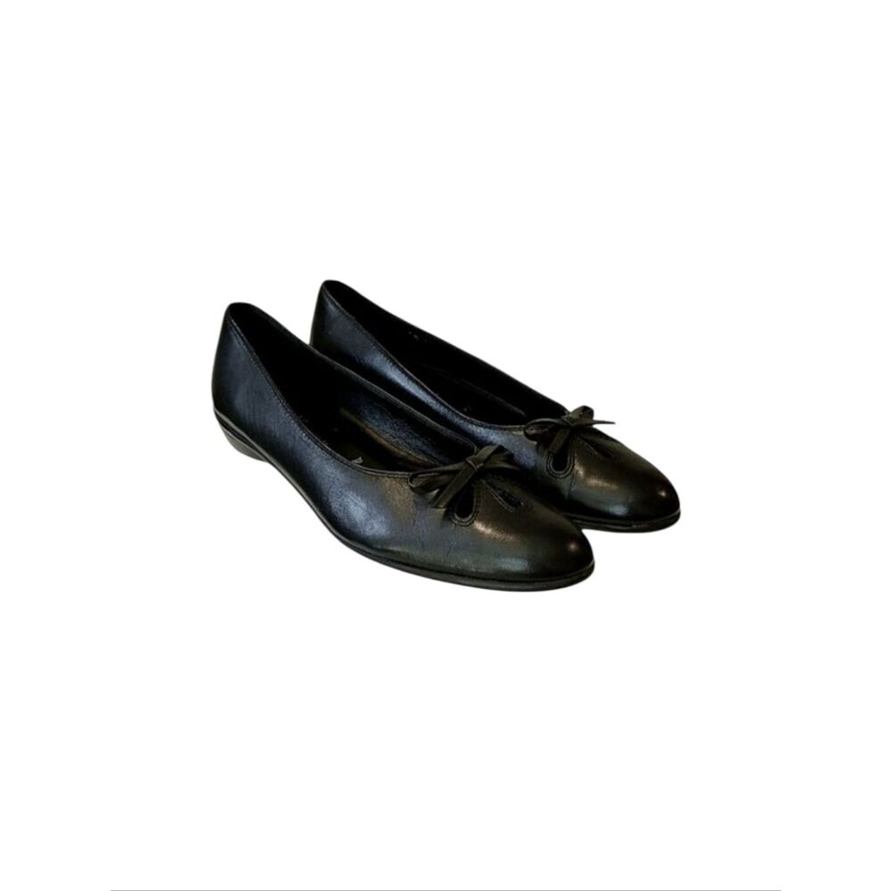 Amalfi For Nordstrom Black Leather Cutout Bow Made In Italy Shoe Size 8 AA